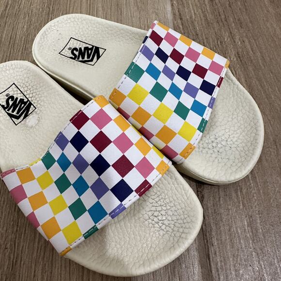 Vans Rainbow Checkers Slides Sandals - Picture 7 of 10